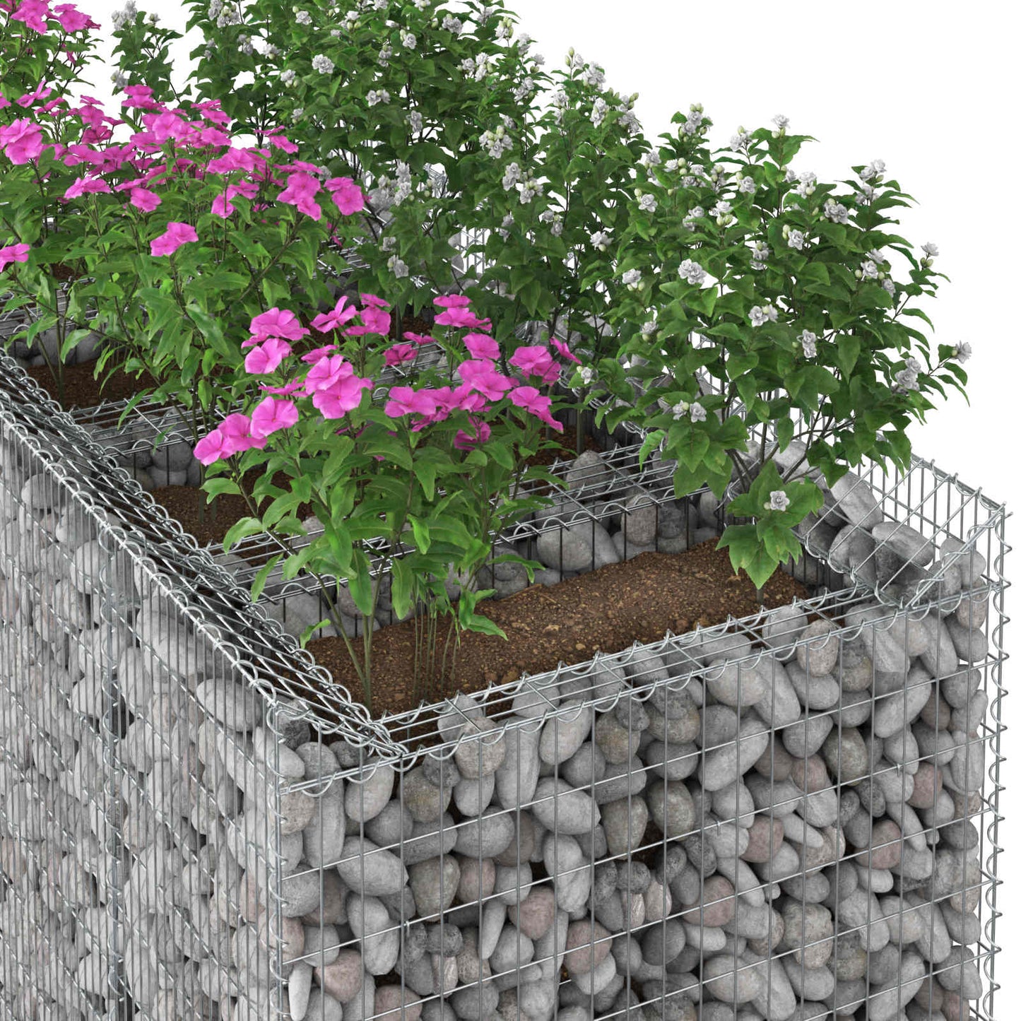 vidaXL Ανασηκωμένο κρεβάτι gabion 2 τμχ. 200 x 100 x 100 cm Ασημί