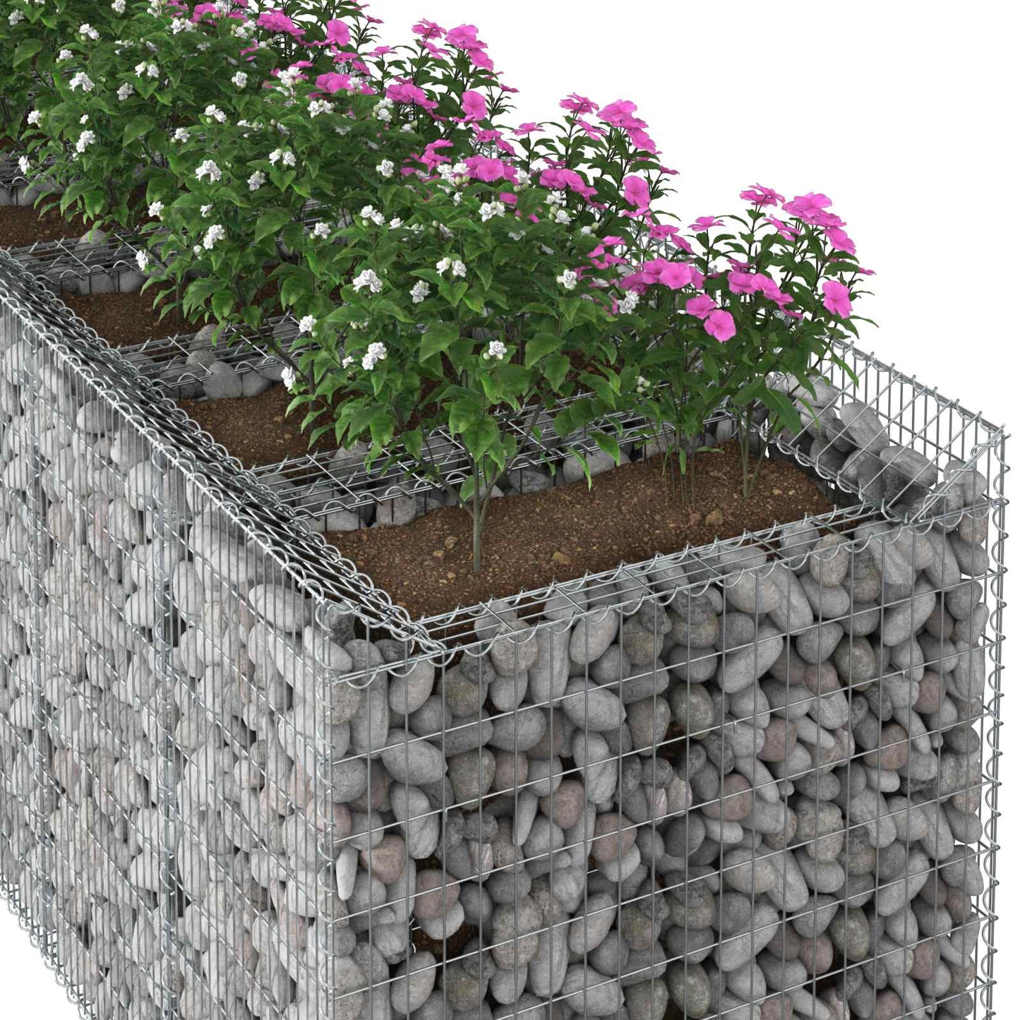 vidaXL Ανασηκωμένο κρεβάτι gabion 3 τμχ. 300 x 100 x 100 cm Ασημί
