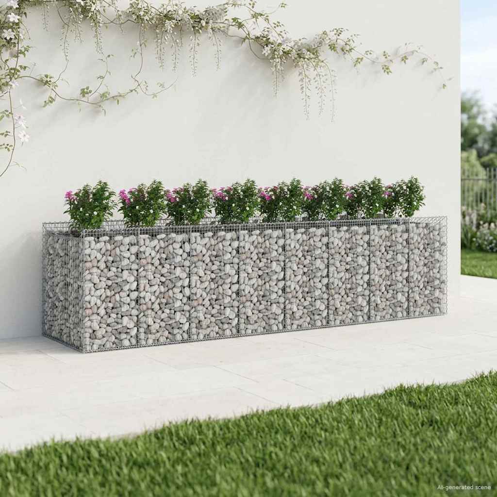 vidaXL Ανασηκωμένο κρεβάτι gabion 4 τμχ. 400 x 100 x 100 cm Ασημί