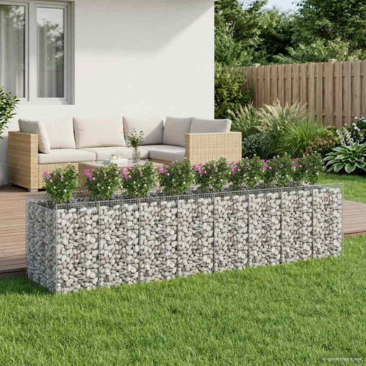 vidaXL Ανασηκωμένο κρεβάτι gabion 4 τμχ. 400 x 100 x 100 cm Ασημί