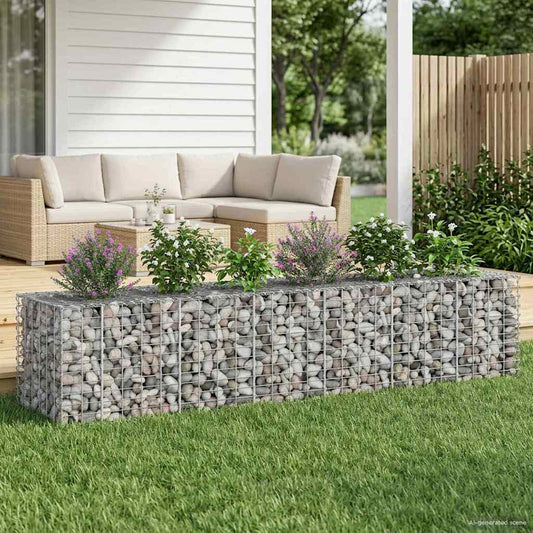 vidaXL Ανασηκωμένο κρεβάτι gabion 2 τμχ. 260 x 60 x 55 εκ Ασημί