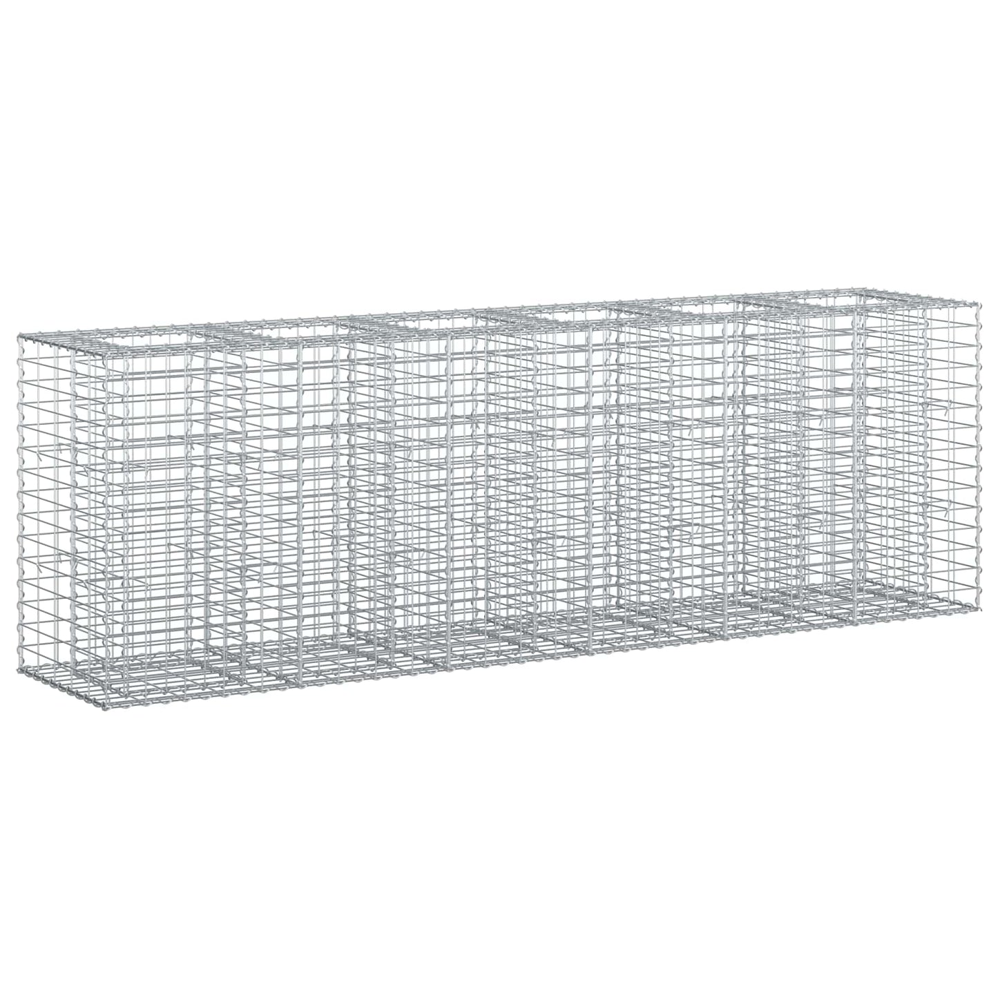 vidaXL Ανασηκωμένο κρεβάτι gabion 2 τμχ. 250 x 50 x 80 εκ Ασημί