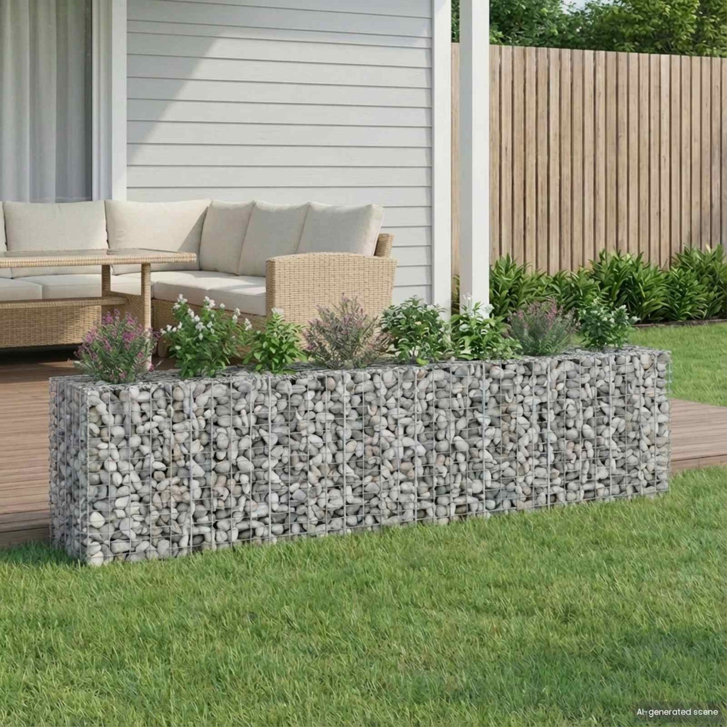 vidaXL Ανασηκωμένο κρεβάτι gabion 2 τμχ. 330 x 50 x 80 εκ Ασημί