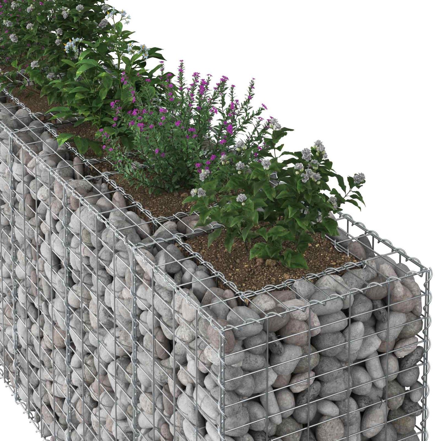 vidaXL Ανασηκωμένο κρεβάτι gabion 2 τμχ. 330 x 50 x 80 εκ Ασημί