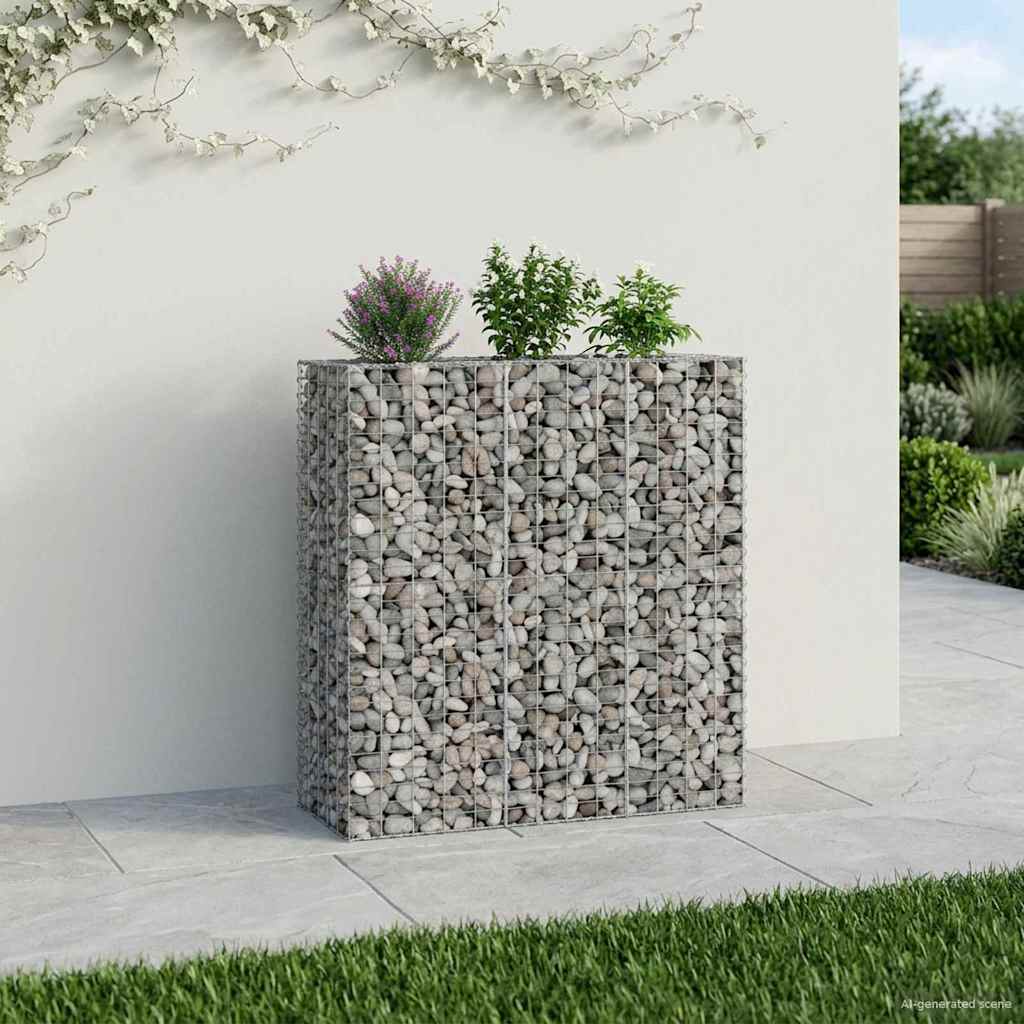 vidaXL Ανασηκωμένο κρεβάτι gabion 2 τμχ. 130 x 50 x 150 εκ Ασημί