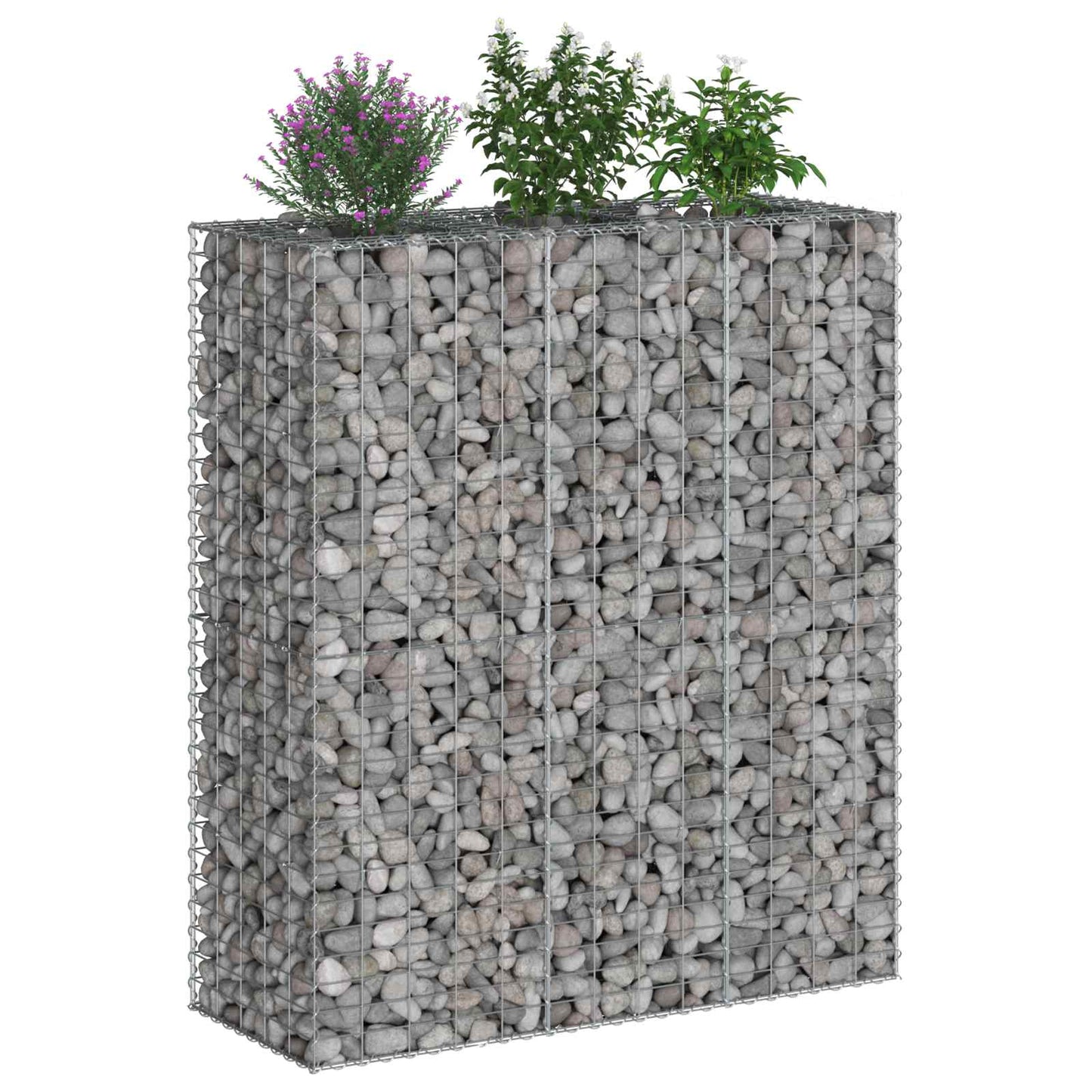vidaXL Ανασηκωμένο κρεβάτι gabion 2 τμχ. 130 x 50 x 150 εκ Ασημί