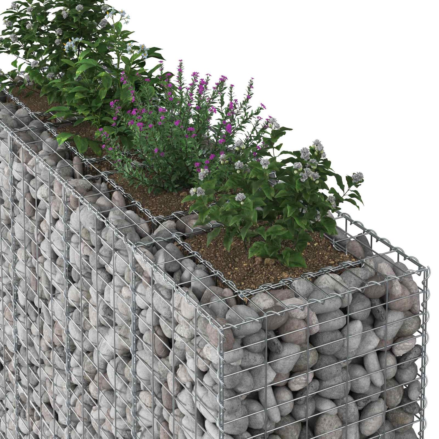 vidaXL Ανασηκωμένο κρεβάτι gabion 2 τμχ. 170 x 50 x 150 εκ Ασημί