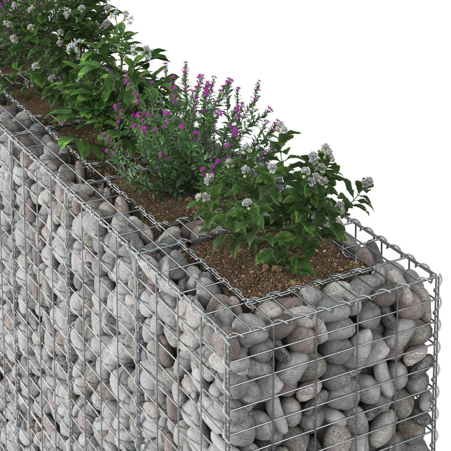 vidaXL Ανασηκωμένο κρεβάτι gabion 3 τμχ. 250 x 50 x 150 εκ Ασημί