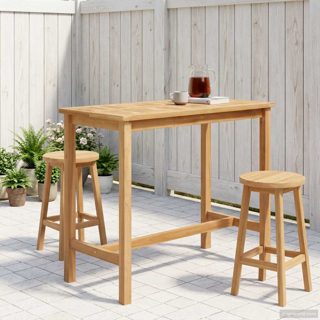 vidaXL Τραπέζι μπαρ Φυσικό 110 x 60 x 105 cm Στερεό Τίκ