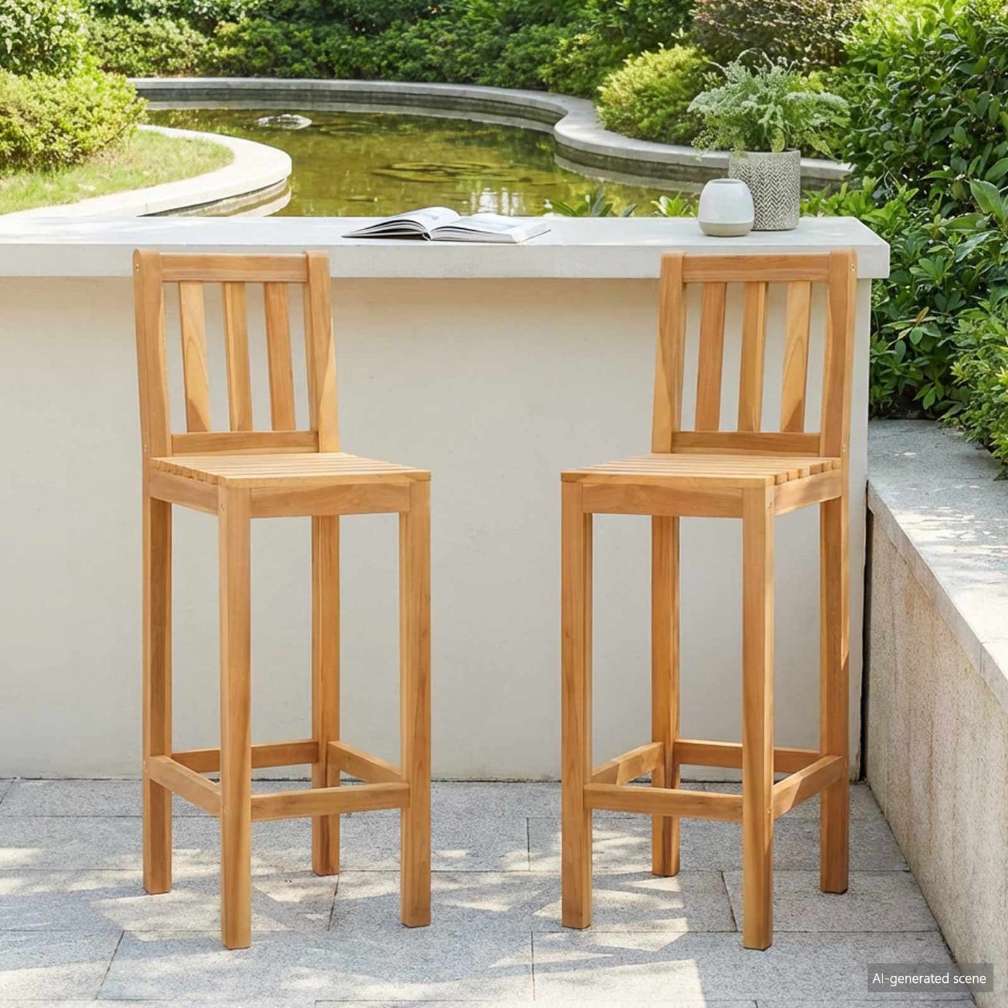 vidaXL Καρέκλα Μπαρ 2 pcs Ανέπεξεργαστο 35 x 45 x 110 εκ.