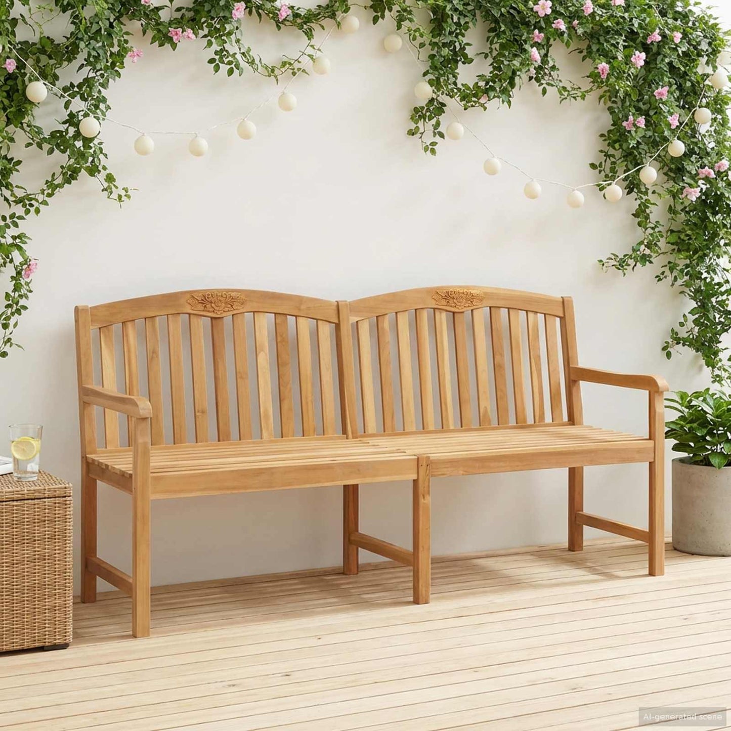 vidaXL Χειροποίητη Ροζ Παγκάκι Φυσικό 150 x 60 x 90 εκ Στερεό Ξύλο Τίκ