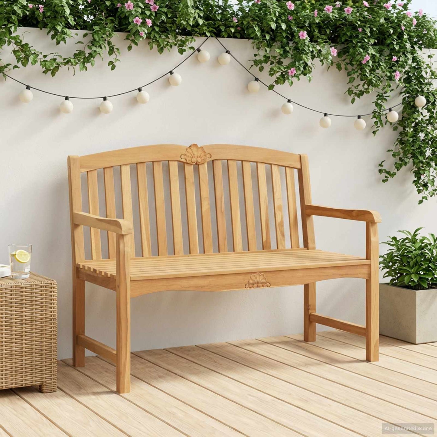vidaXL Χειροποίητη Ροζ Παγκάκι Φυσικό 114 x 60 x 95 εκ Στερεό Ξύλο Τίκ