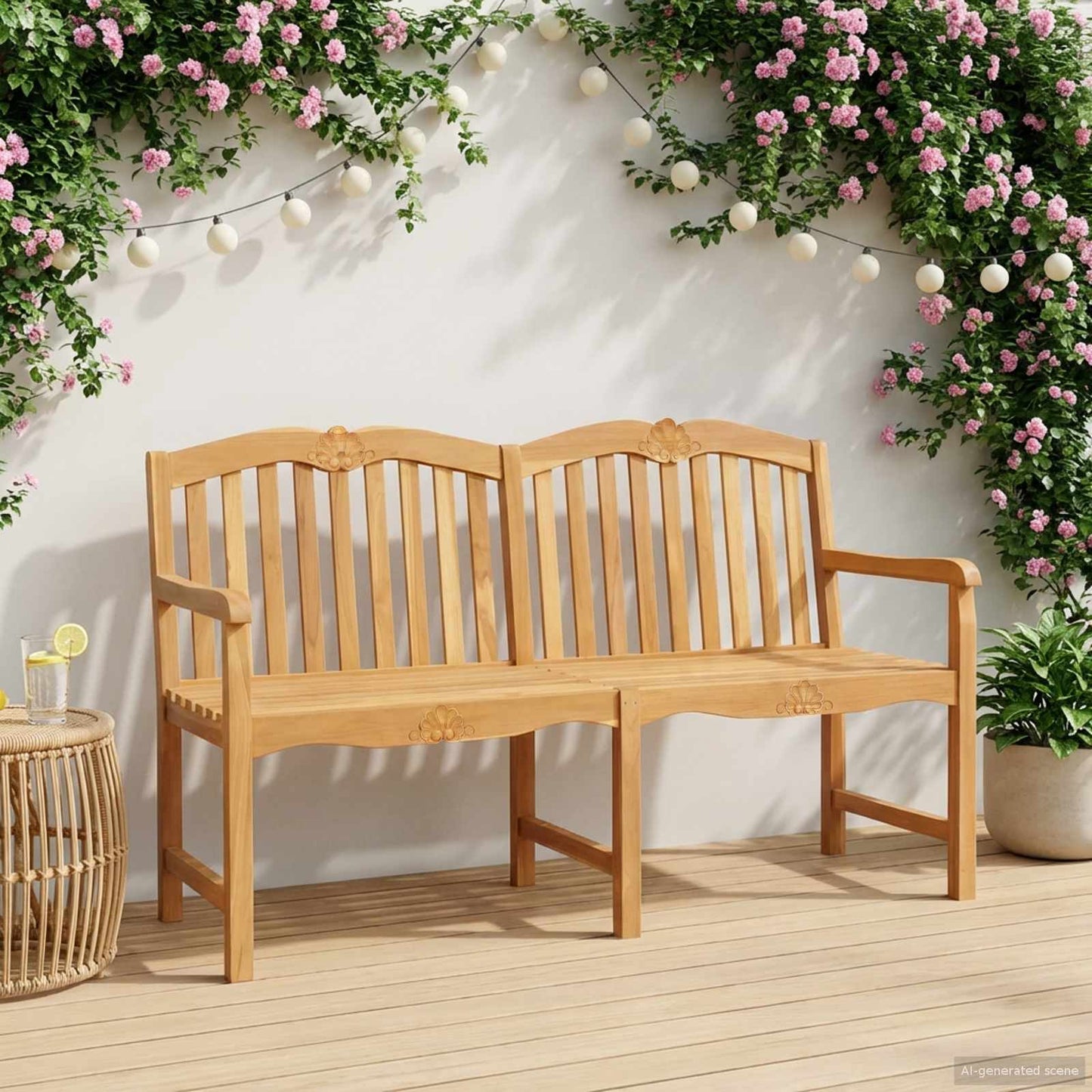 vidaXL Χειροποίητη Ροζ Παγκάκι 150 x 60,5 x 95 εκ Στερεό Ξύλο Τίκ