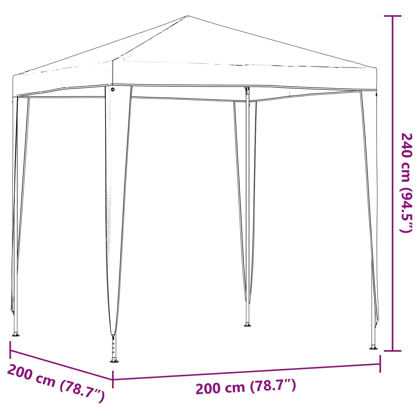 vidaXL Σκηνή Πάρτυ 200 x 200 x 240 εκ Κόκκινο