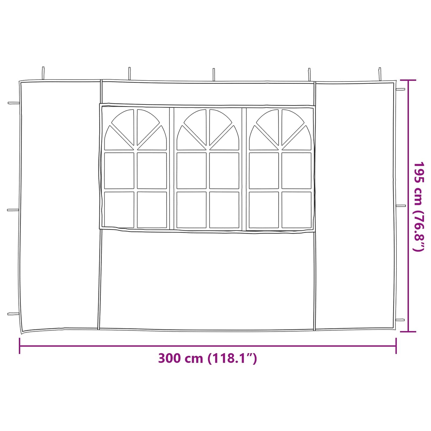 vidaXL Πλευρική Σκηνής Πάρτι 2 pcs 300 x 195 εκ Ανοιχτό γκρι