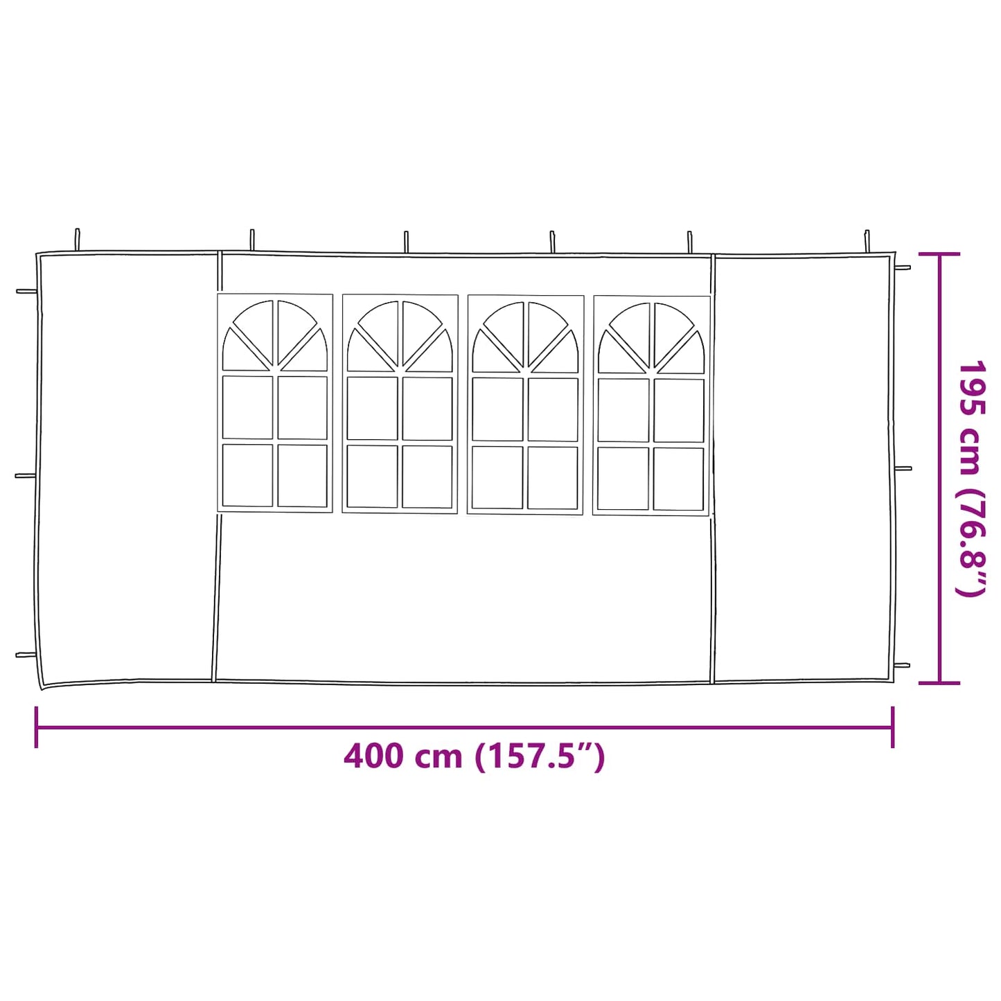 vidaXL Πλευρική Σκηνής Πάρτι 2 pcs 400 x 195 εκ. Ανοιχτό γκρι