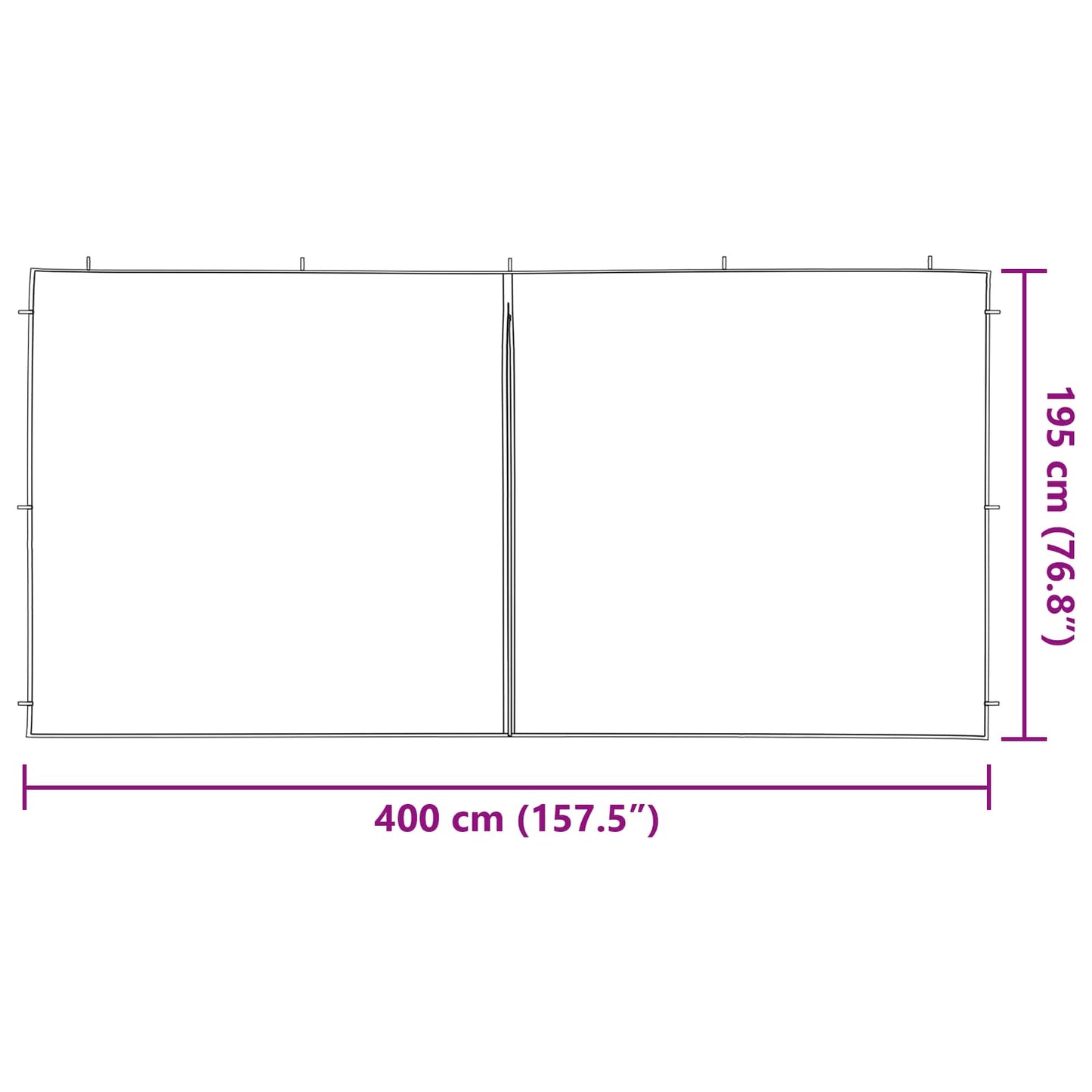 vidaXL Πλευρική Σκηνής Πάρτι 2 pcs Κόκκινο 400 x 195 εκ.