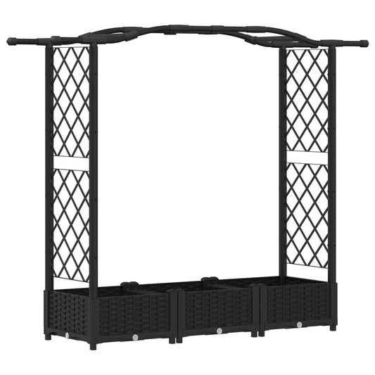 vidaXL Ανυψωμένο Κρεβάτι με Πέργκολα και Οροφή Μαύρο PP