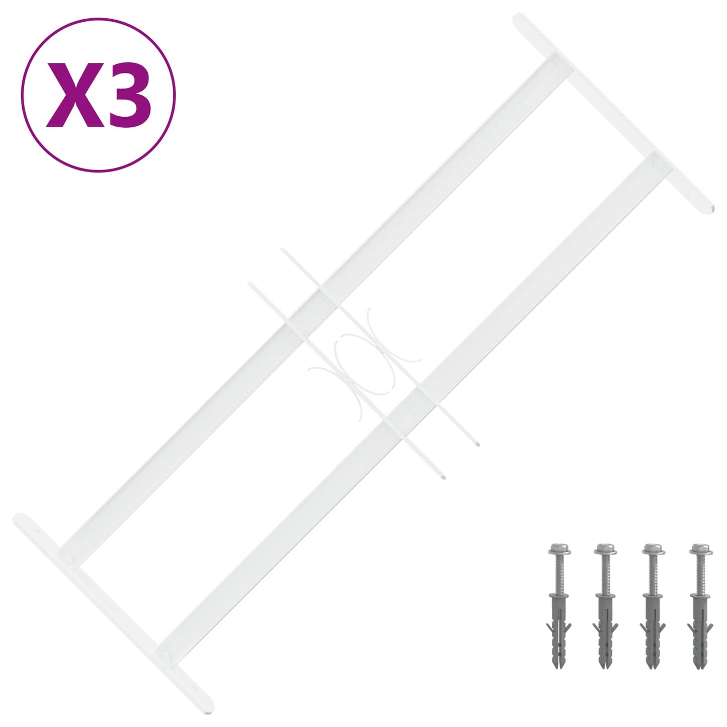 vidaXL Πλέγμα Ασφαλείας για Παράθυρα με 2 Διαγωνίους Σταυρούς 3 pcs