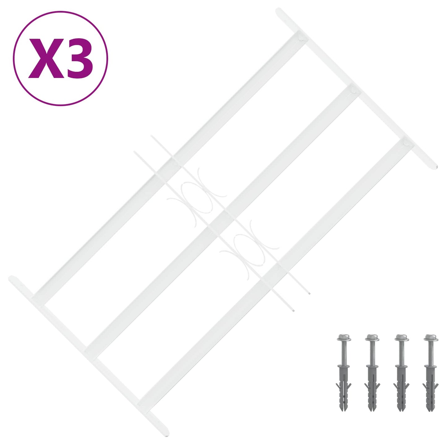 vidaXL Πλέγμα Ασφαλείας για Παράθυρα με 3 Δεσμίδες 3 pcs 43-74 εκ