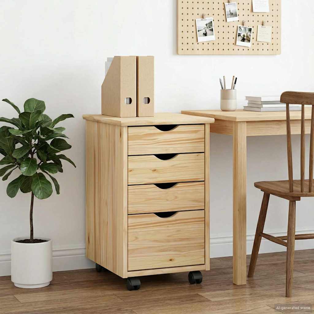 vidaXL Κινητό Ντουλάπι με τροχούς Καφέ 34 x 39 x 56 εκ Στερεό πεύκο