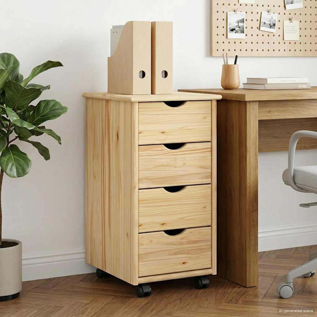 vidaXL Κινητό Ντουλάπι 34 x 39 x 65,5 cm Στερεό ξύλο πεύκου Καφέ