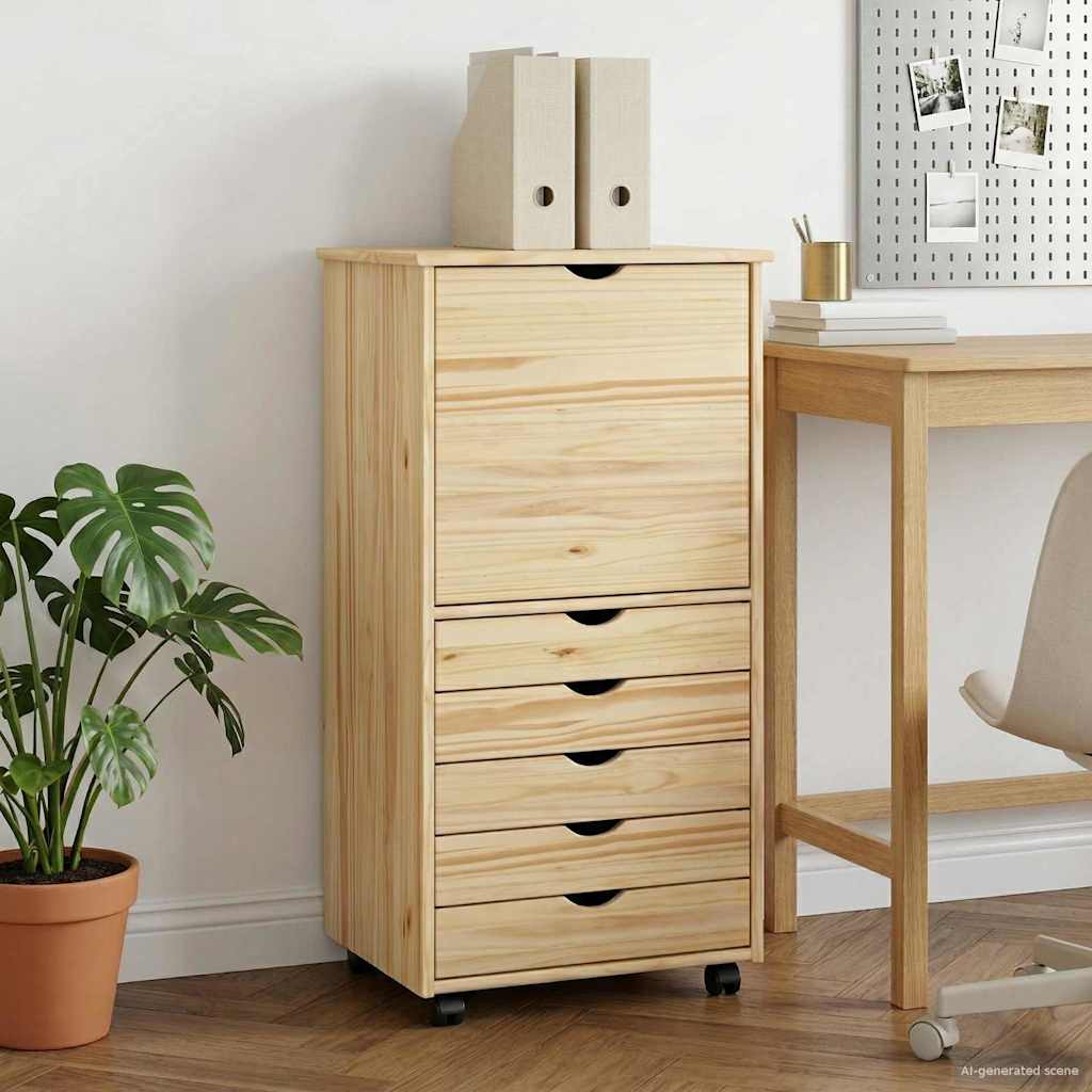 vidaXL Κινητό Ντουλάπι 53 x 39 x 103 cm Στερεό ξύλο πεύκου Καφέ