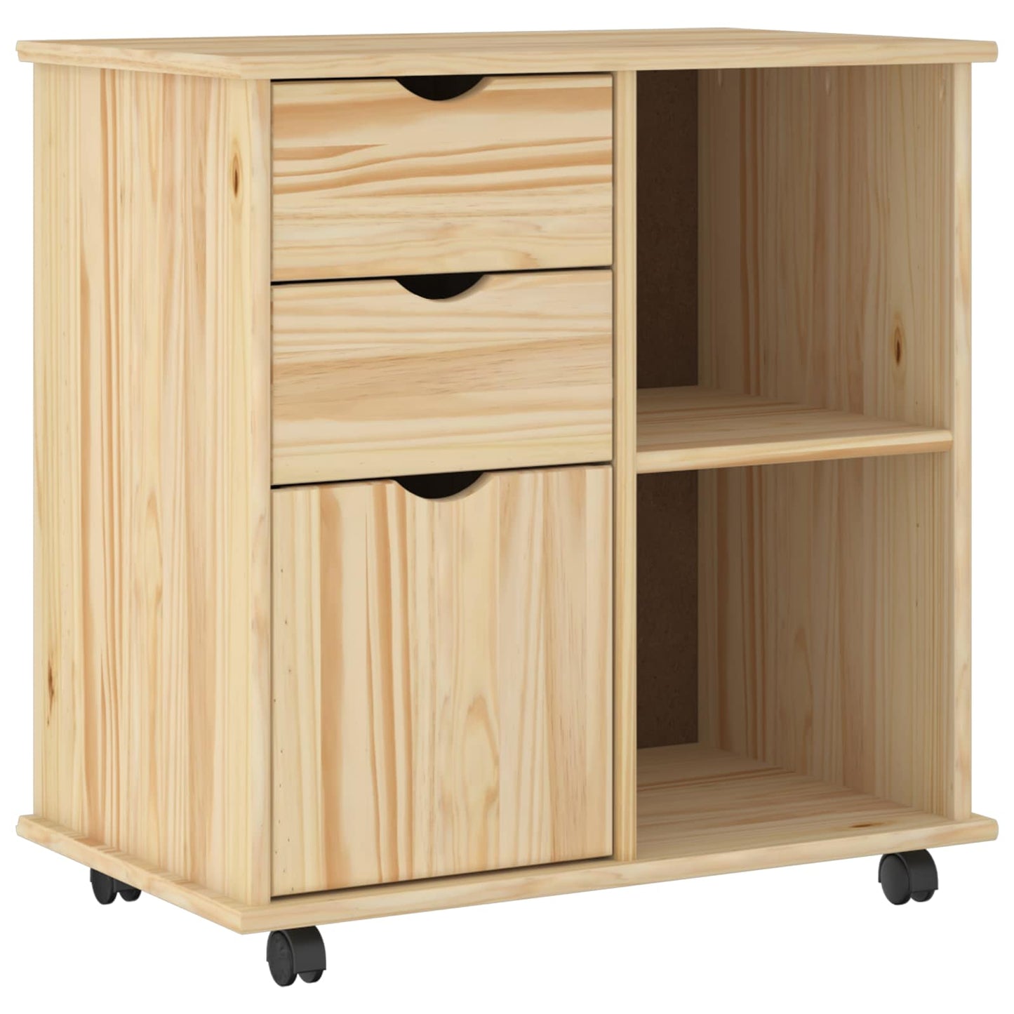 vidaXL Κινητό Ντουλάπι 63,5 x 39 x 65,5 εκ. Στερεό ξύλο πεύκου Καφέ