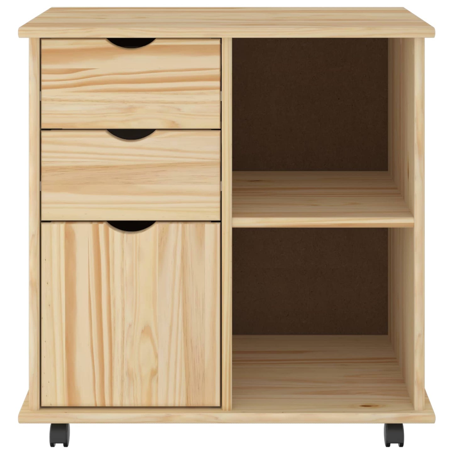 vidaXL Κινητό Ντουλάπι 63,5 x 39 x 65,5 εκ. Στερεό ξύλο πεύκου Καφέ