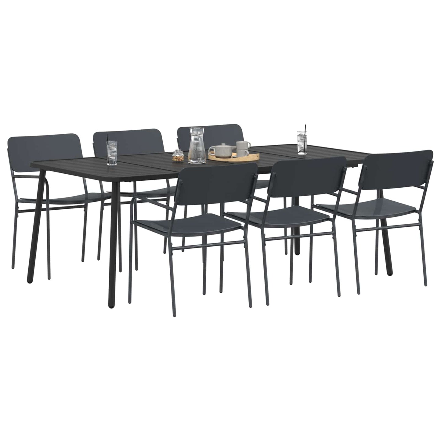 vidaXL Σετ τραπεζαρίας 7 τμχ. Ανθρακί Ατσάλι