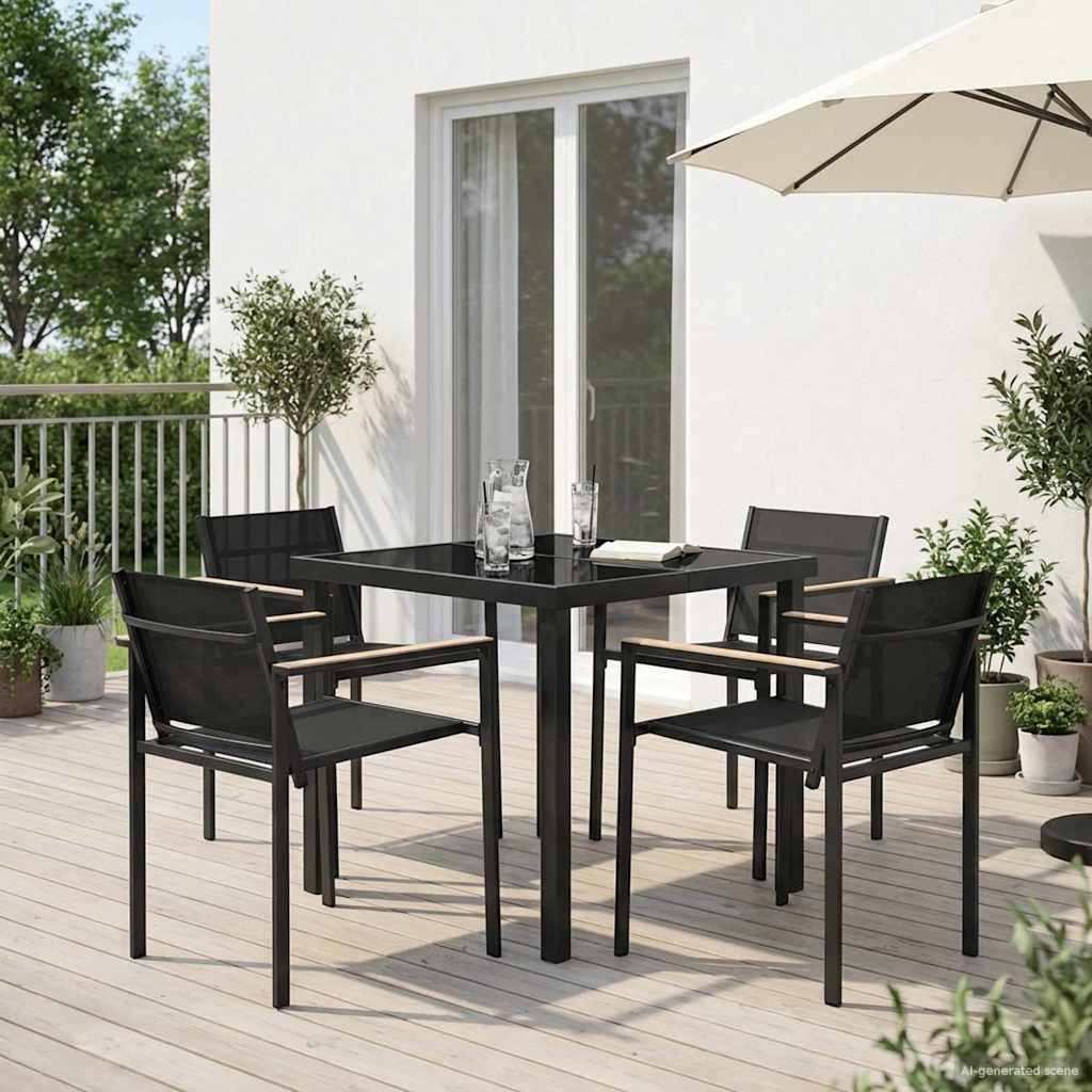 vidaXL Σετ Εξωτερικών Επίπλων 5 τμχ. Μαύρο και Ανθρακί Textilene
