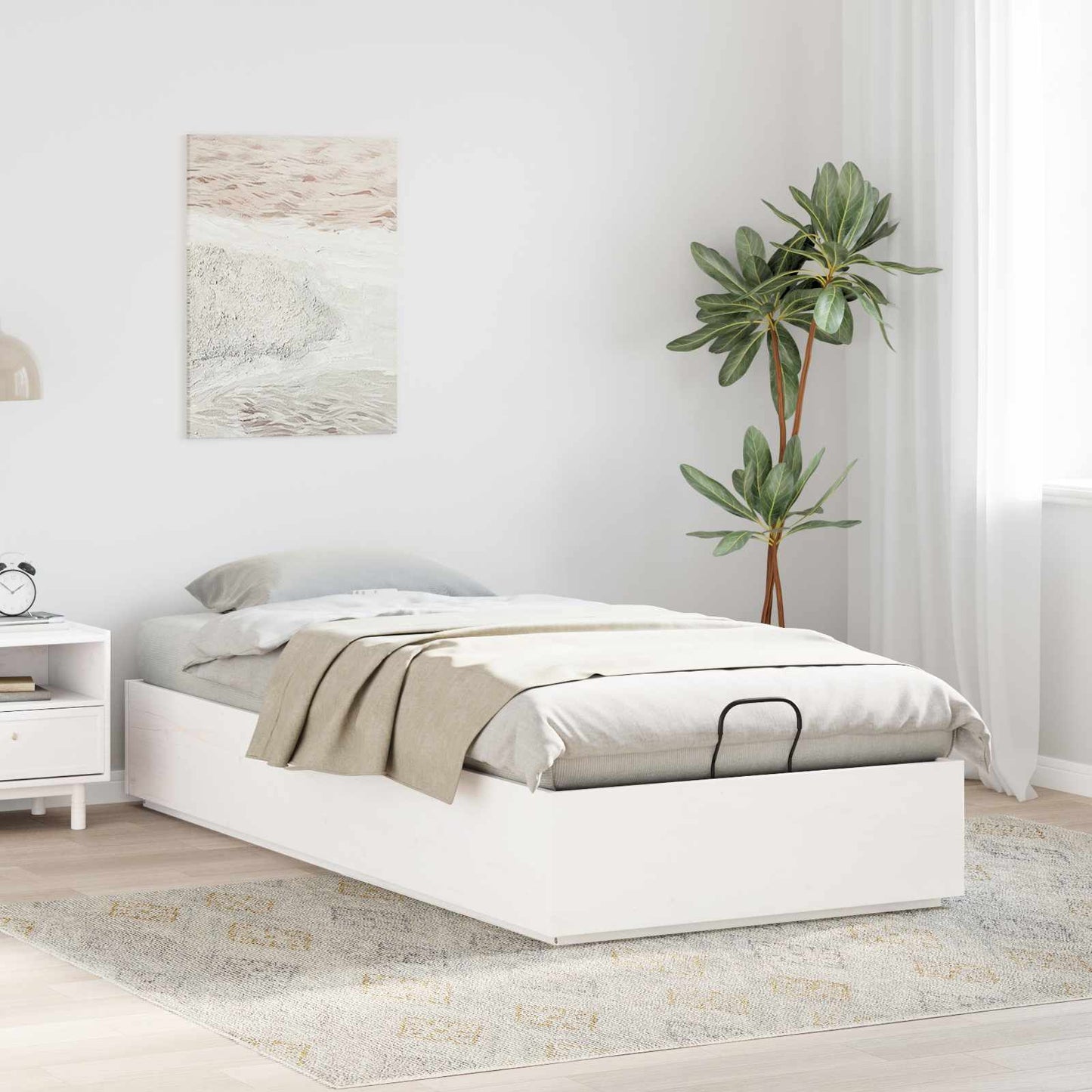 vidaXL Κρεβάτι Οθωμανικού Τύπου Λευκός 75 x 190 cm Στερεό πεύκο
