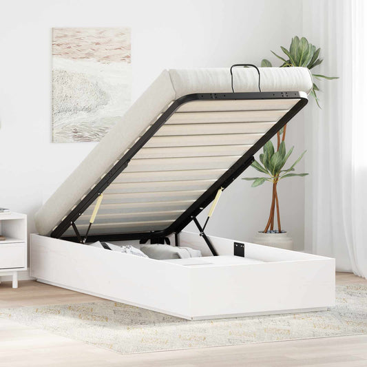 vidaXL Κρεβάτι Οθωμανικού Τύπου Λευκός 90 x 190 cm Στερεό πεύκο