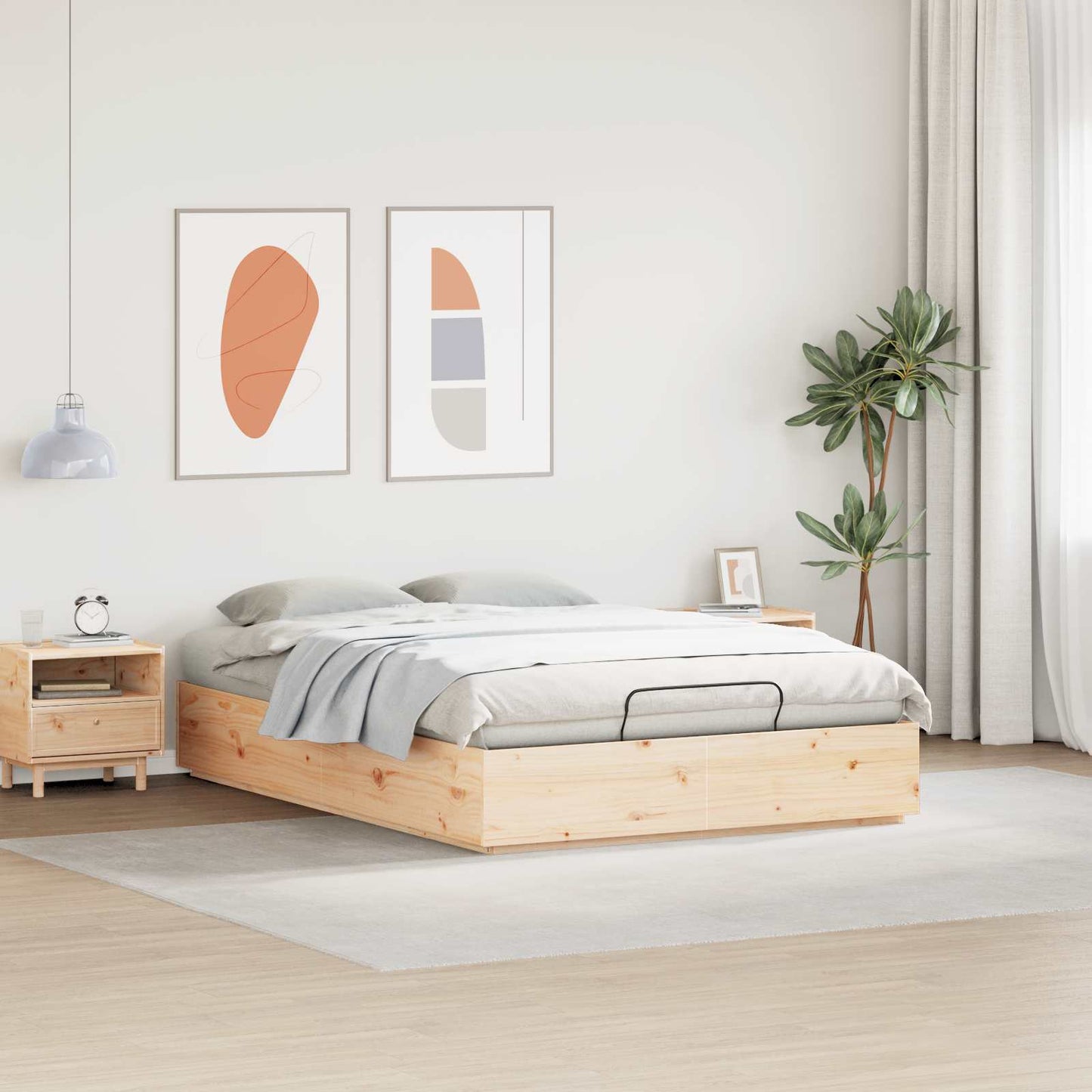 vidaXL Κρεβάτι Οθωμανικού Τύπου Φυσικό 135 x 190 cm Στερεό πεύκο