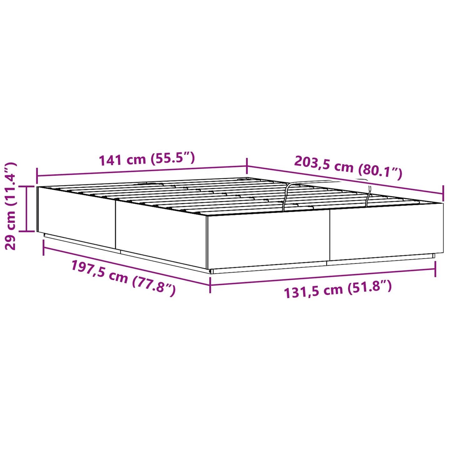 vidaXL Κρεβάτι Οθωμανικού Τύπου Κερωμένο Καφέ 140 x 200 cm