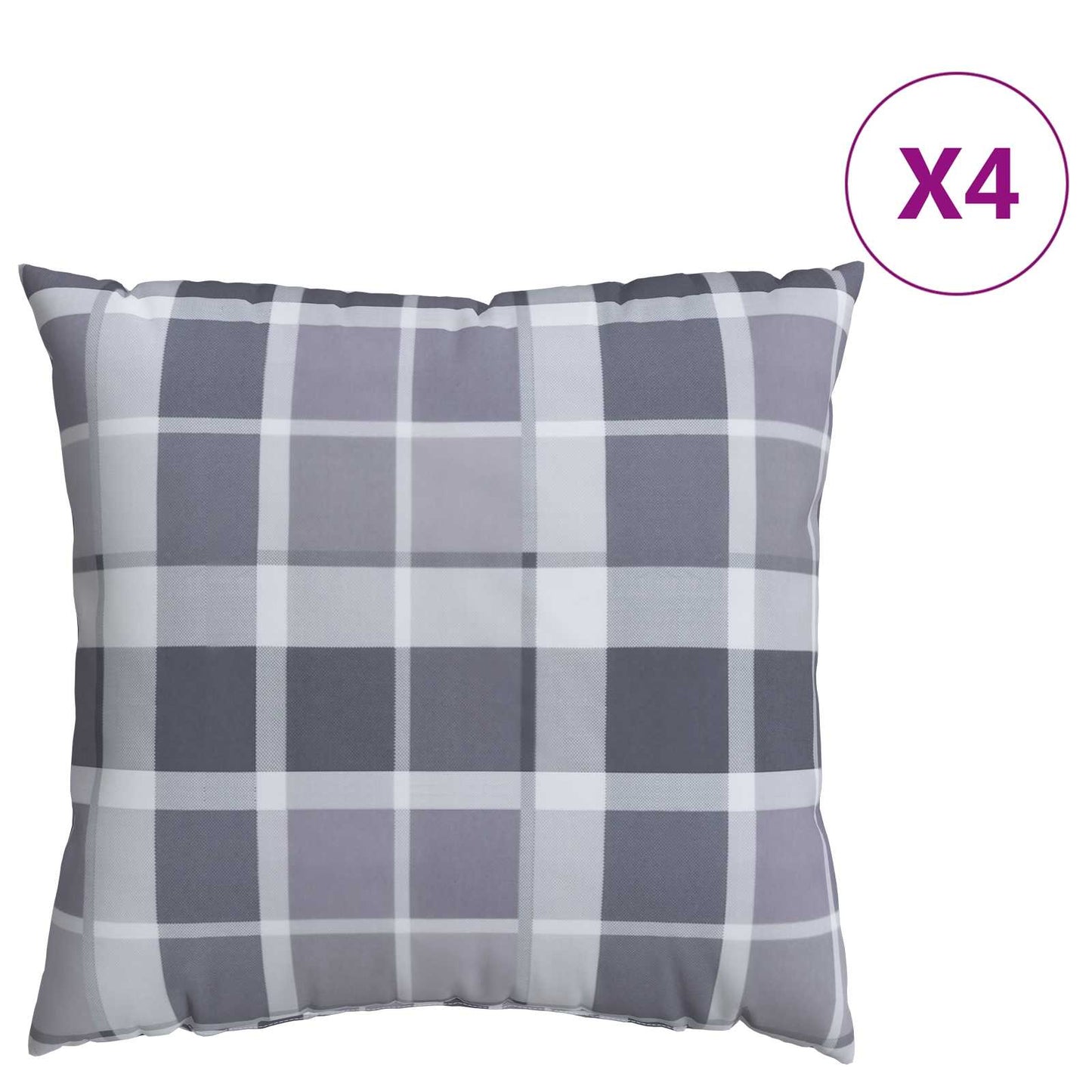 vidaXL Μαξιλάρι Εξωτερικού Χώρου 4 pcs Γκρι Καρό 60 x 60 cm Ύφασμα