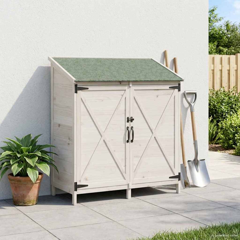 vidaXL Αποθήκη Κήπου Λευκό 106 x 56 x 113,5 εκ Στερεό Ξύλο Πεύκου