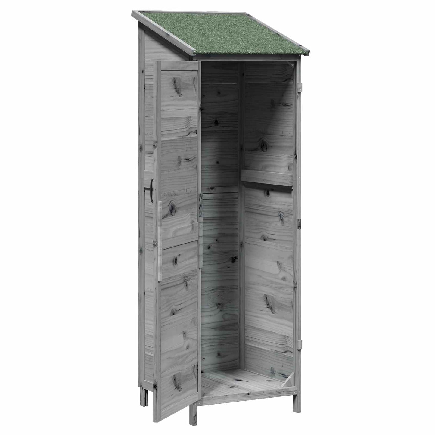 vidaXL Αποθήκη Κήπου Γκρι 59,5 x 56 x 176,5 εκ. Στερεό Ξύλο Πεύκου