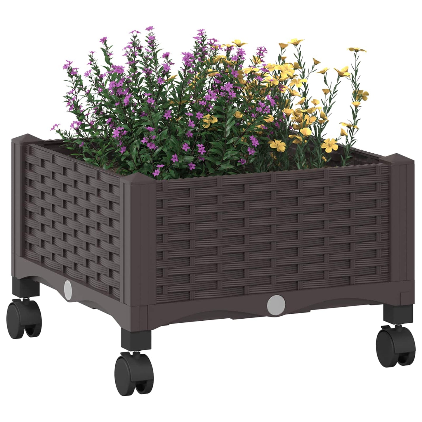 vidaXL Κήπος Γλαστράκι με Ροδάκια Καφέ 40 x 40 x 29 εκ PP