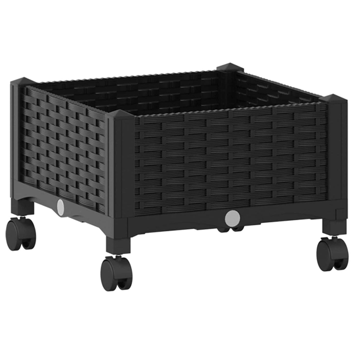 vidaXL Κήπος Γλαστράκι με Ροδάκια Μαύρο 40 x 40 x 29 εκ PP