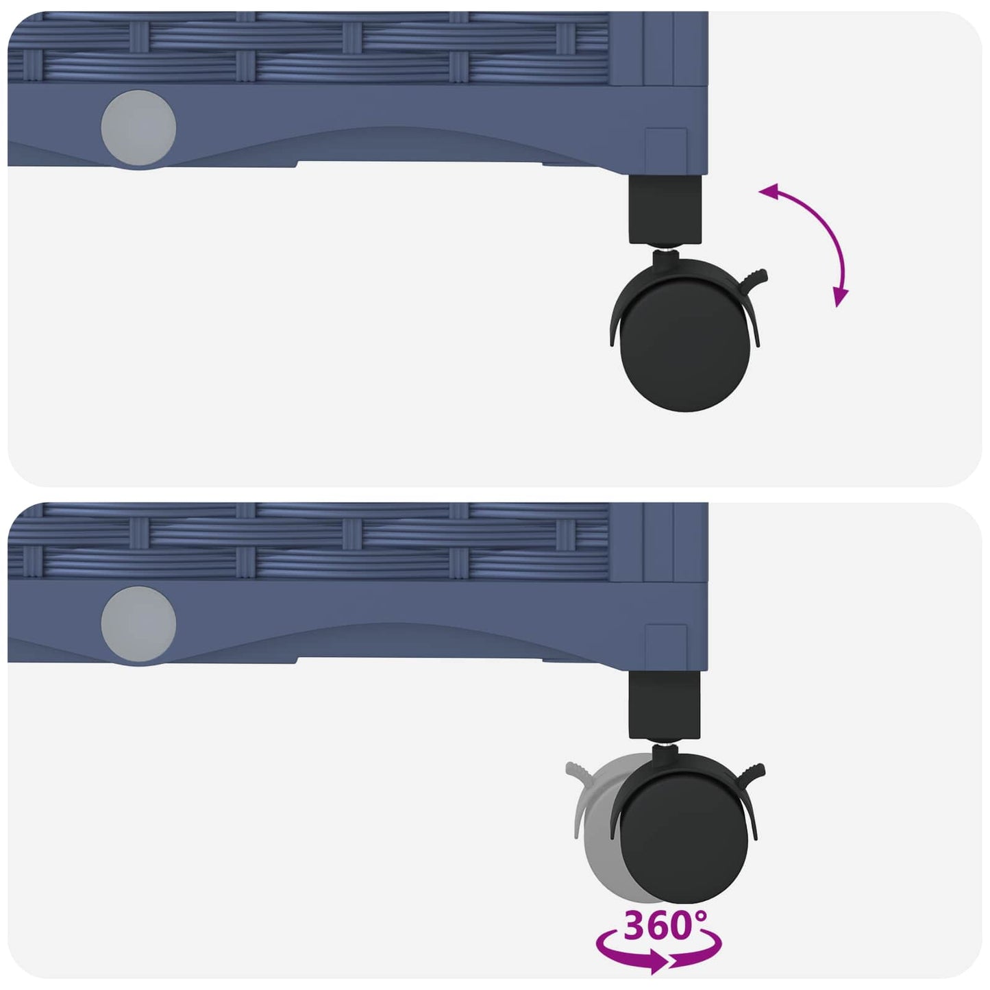 vidaXL Κήπος Γλαστράκι με Ροδάκια Μπλε Γκρι 40 x 40 x 33 cm PP