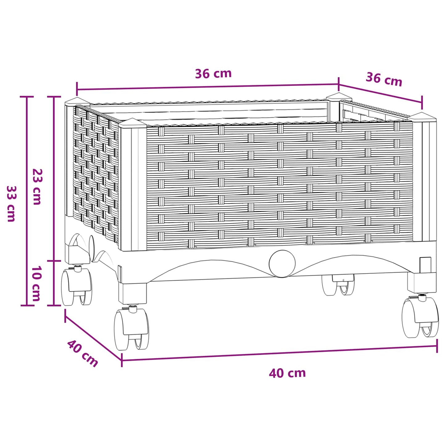 vidaXL Κήπος Γλαστράκι με Ροδάκια Μπλε Γκρι 40 x 40 x 33 cm PP