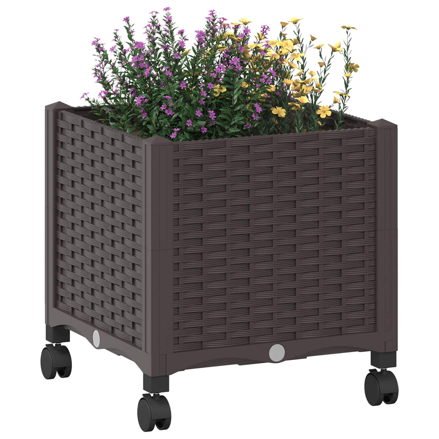 vidaXL Κήπος Γλαστράκι με Ροδάκια Καφέ 40 x 40 x 44 εκ PP
