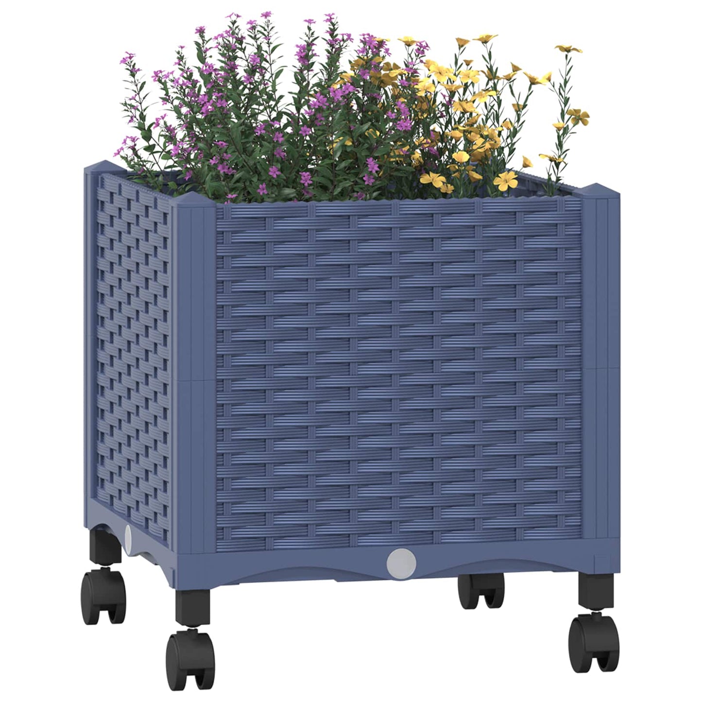 vidaXL Κήπος Γλαστράκι με Ροδάκια Μπλε Γκρι 40 x 40 x 48 cm PP
