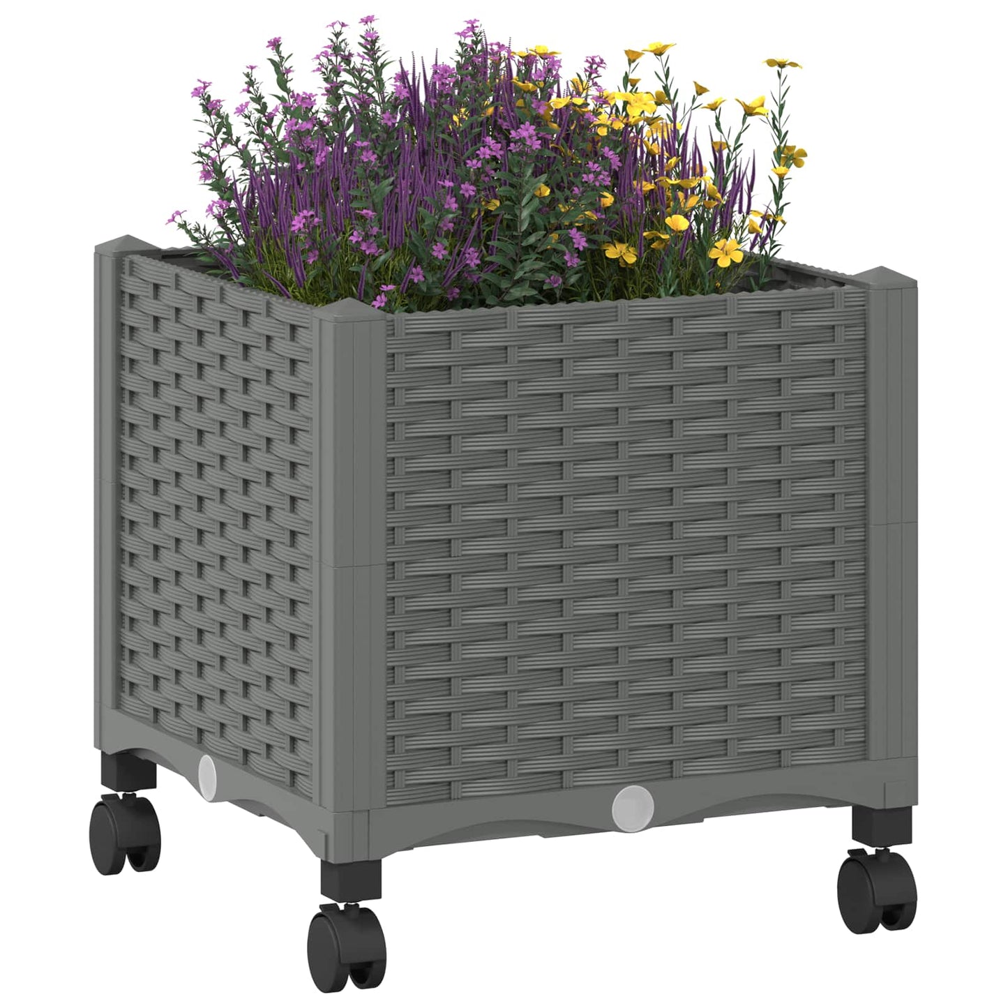vidaXL Κήπος Γλαστράκι με Ροδάκια Ανοιχτό γκρι 40 x 40 x 48 cm PP