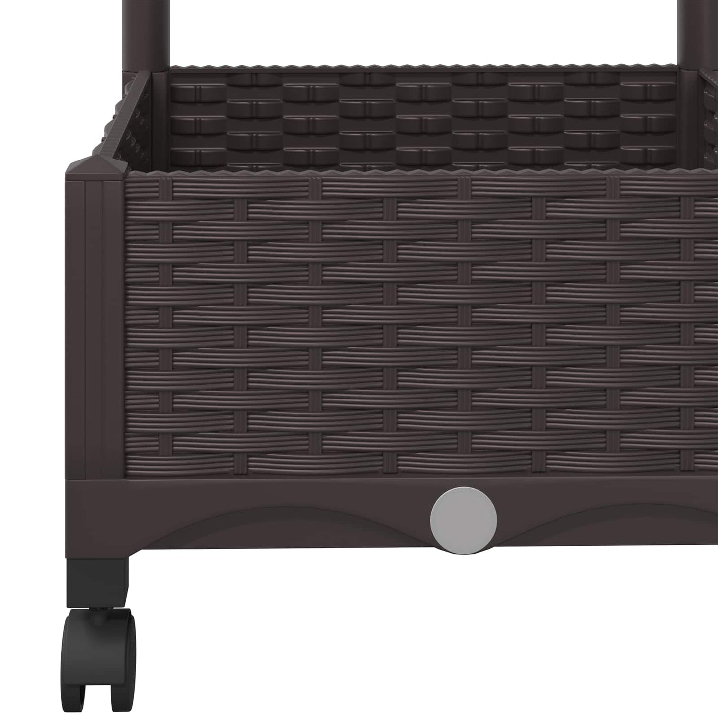 vidaXL Γλάστρα κήπου με πέργκολα & τροχούς Καφέ 40 x 40 x 131,5 εκ. PP