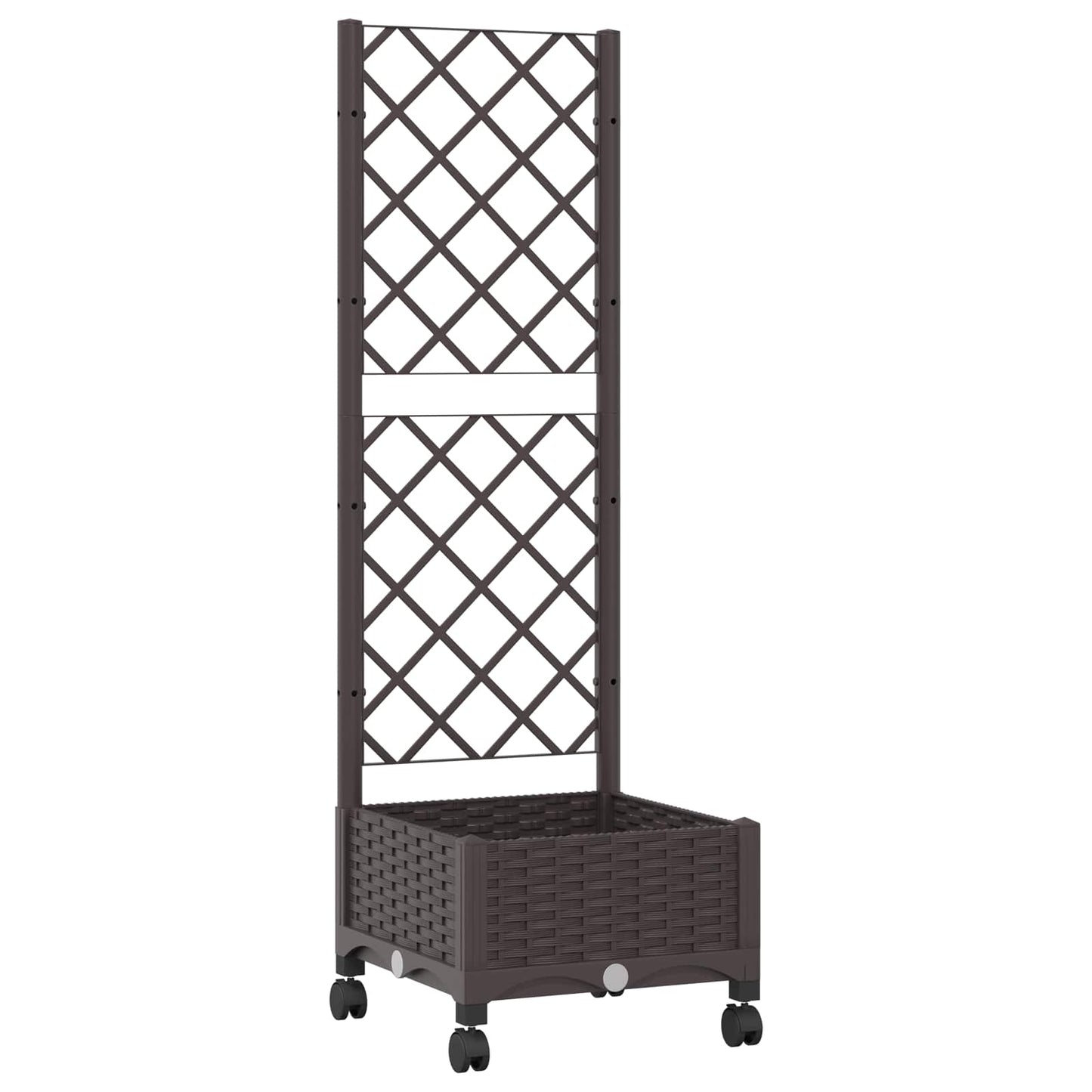 vidaXL Γλάστρα κήπου με πέργκολα & τροχούς Καφέ 40 x 40 x 131,5 εκ. PP
