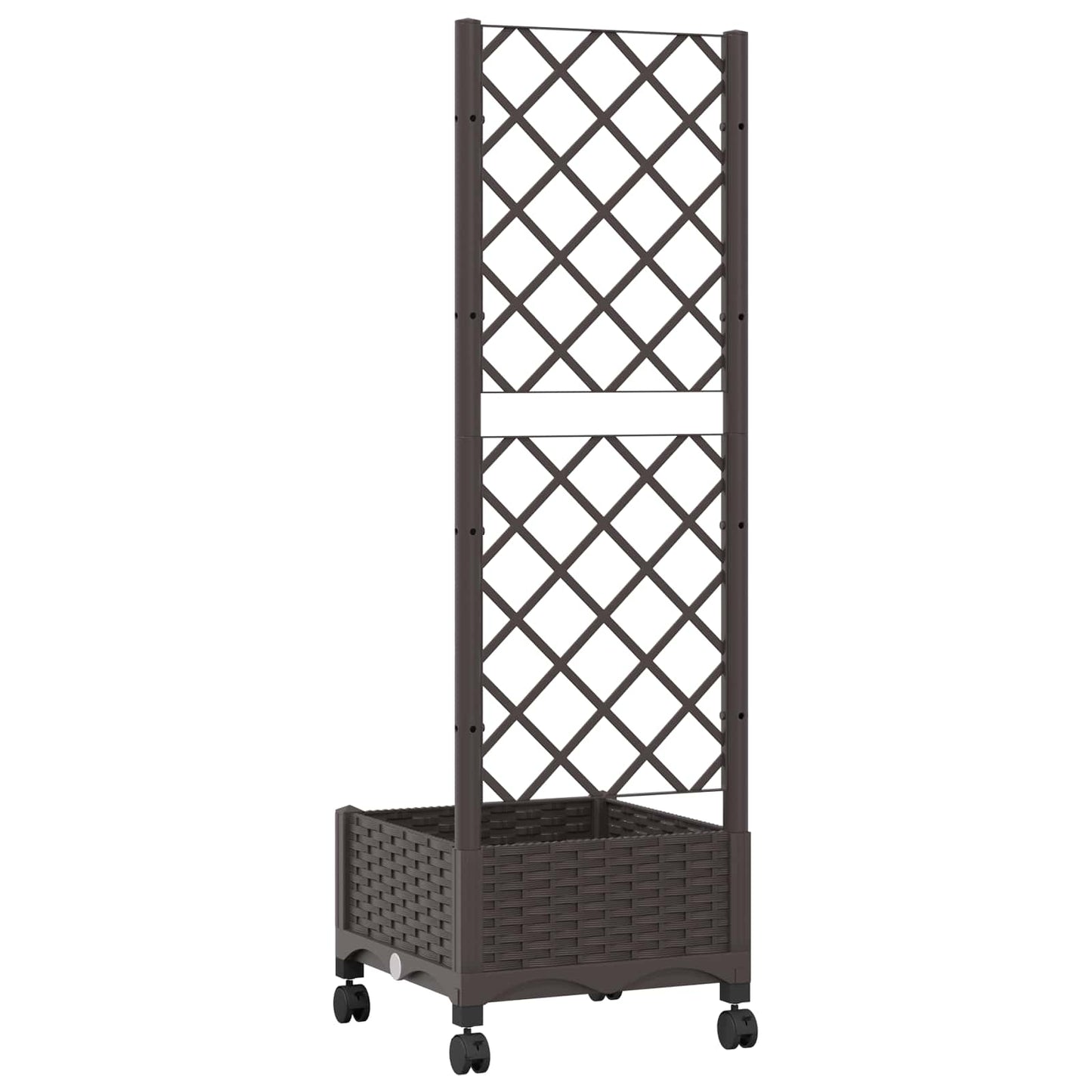 vidaXL Γλάστρα κήπου με πέργκολα & τροχούς Καφέ 40 x 40 x 131,5 εκ. PP