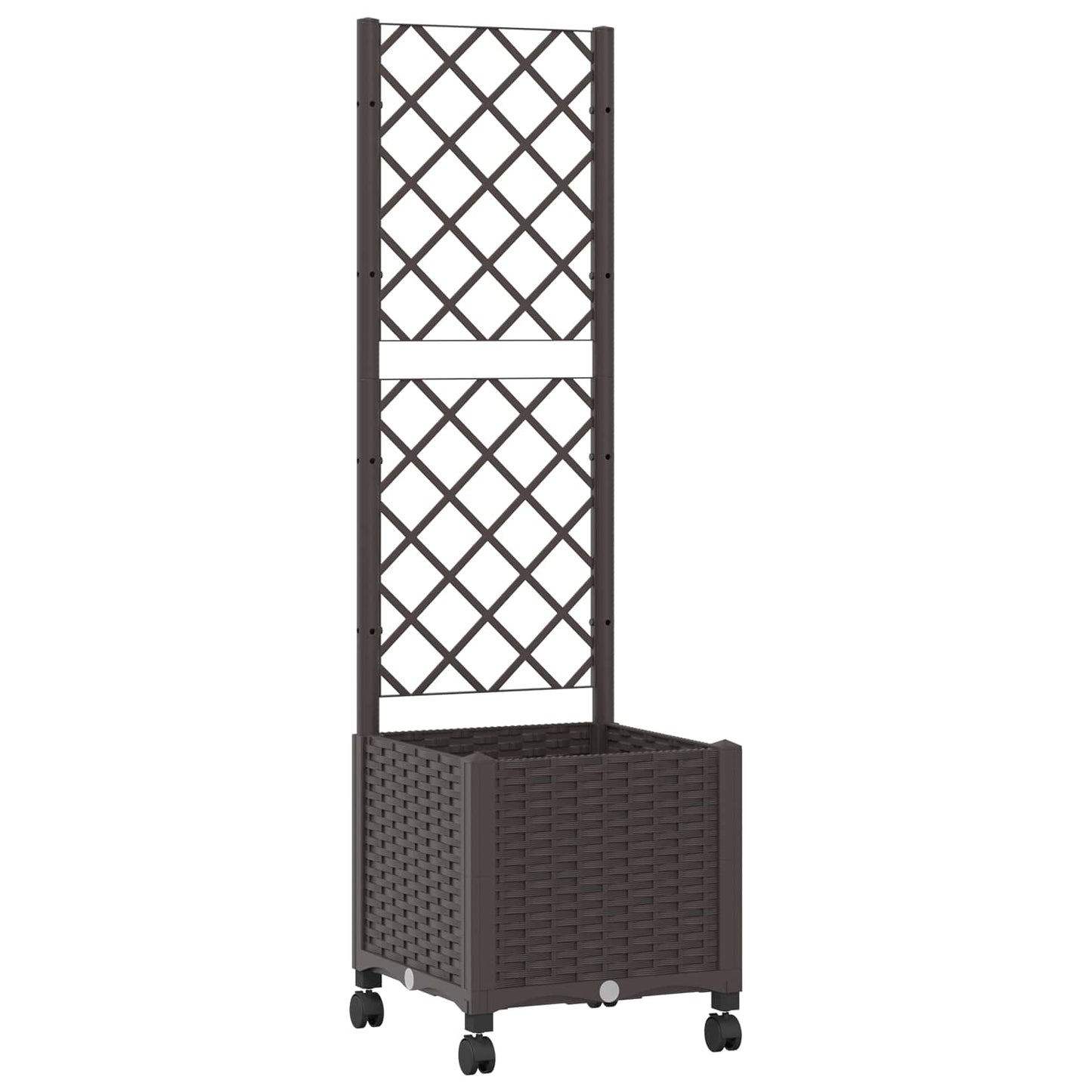 vidaXL Γλάστρα κήπου με πέργκολα & τροχούς Καφέ 40 x 40 x 146 εκ PP