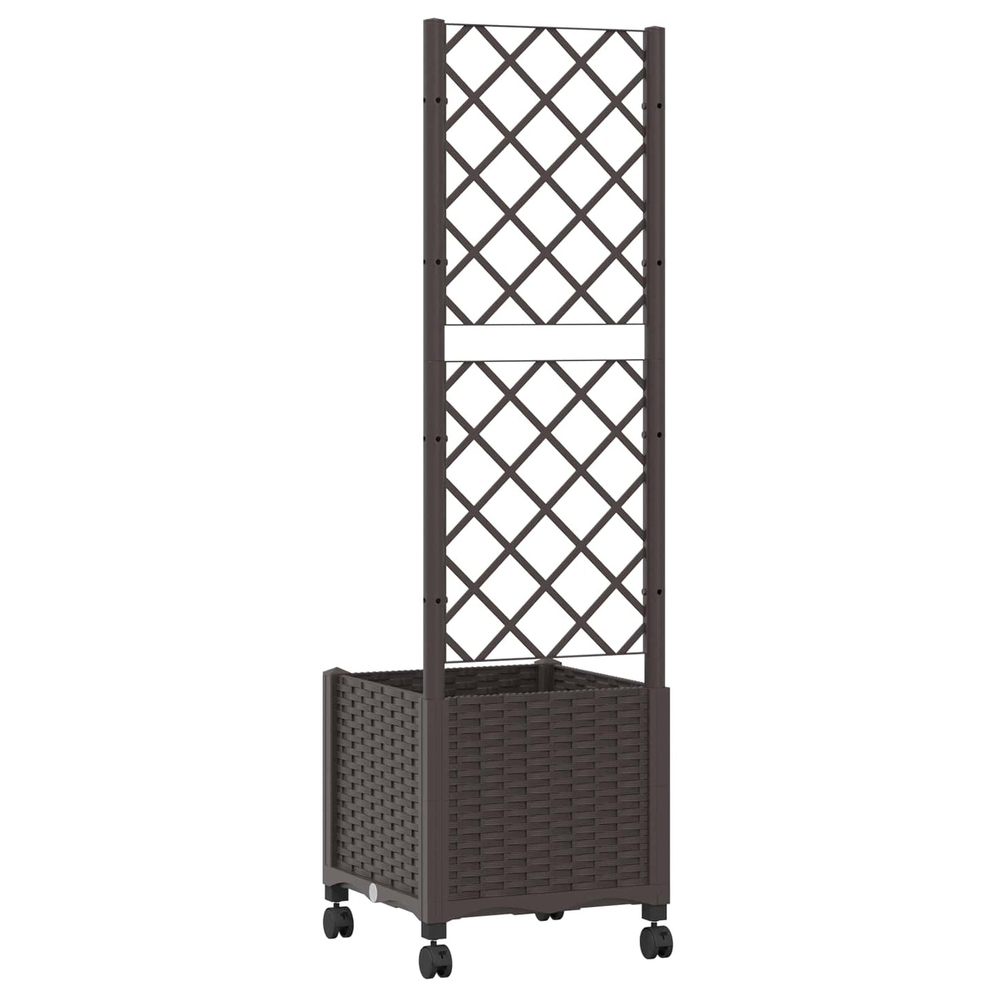 vidaXL Γλάστρα κήπου με πέργκολα & τροχούς Καφέ 40 x 40 x 146 εκ PP